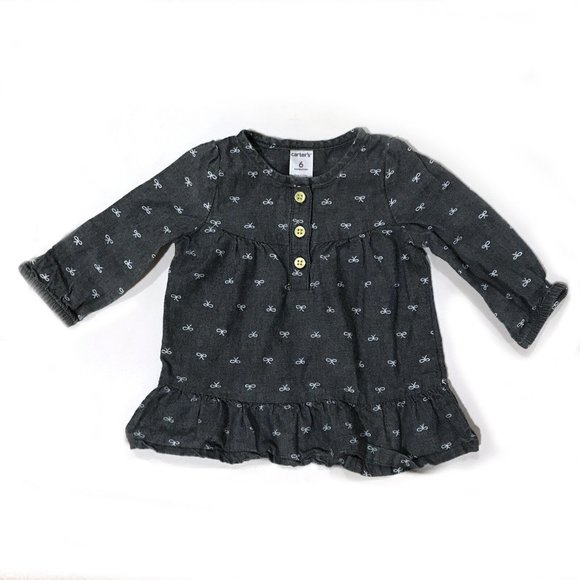 Carter’s Baby Girl Blue Long Sleeve Dress - Size 6m - Picture 1 of 3